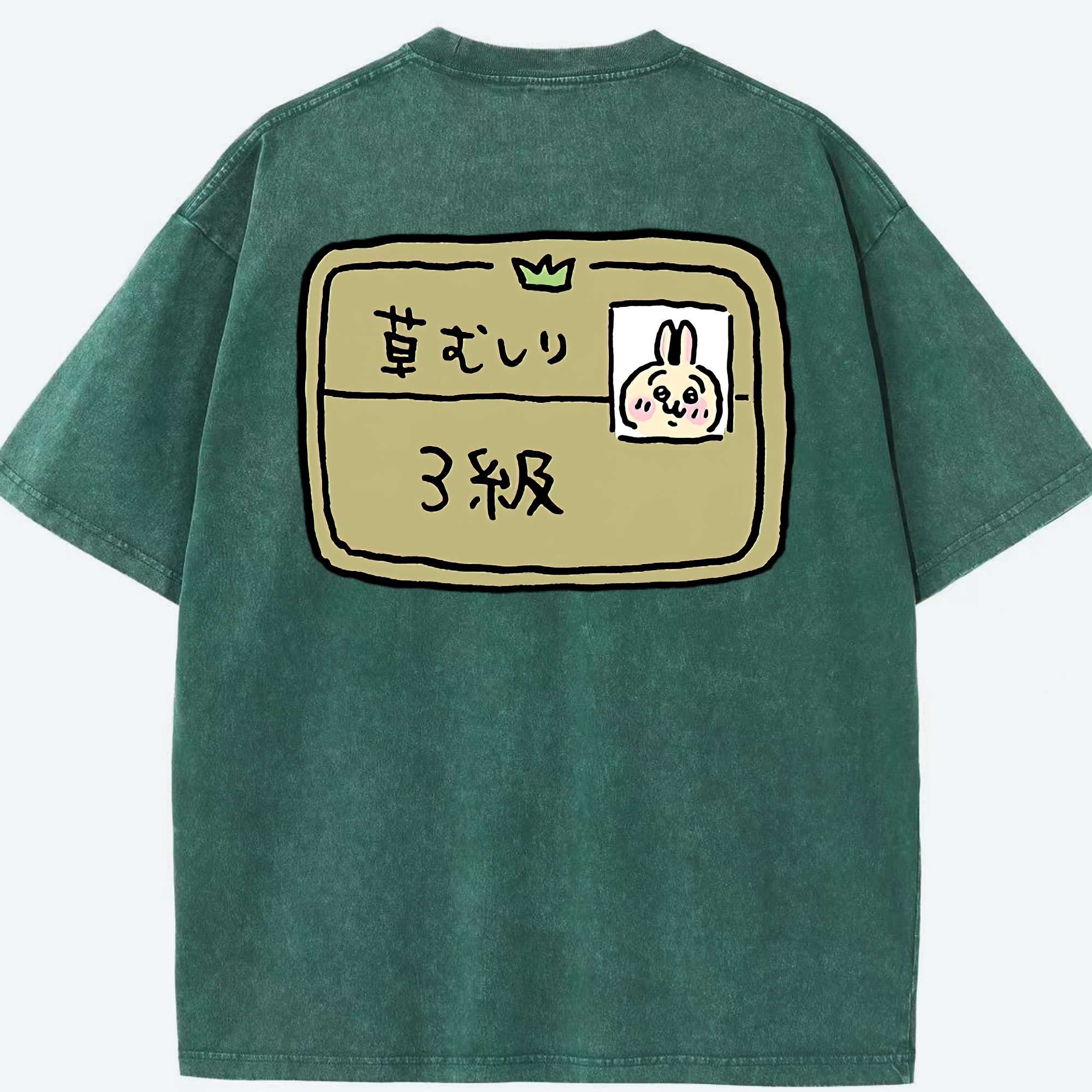 （画像用） ちいかわ うさぎ Chii-kawa usagi 綿100% ヴィンテージ風 半袖Tシャツ（背面プリント）